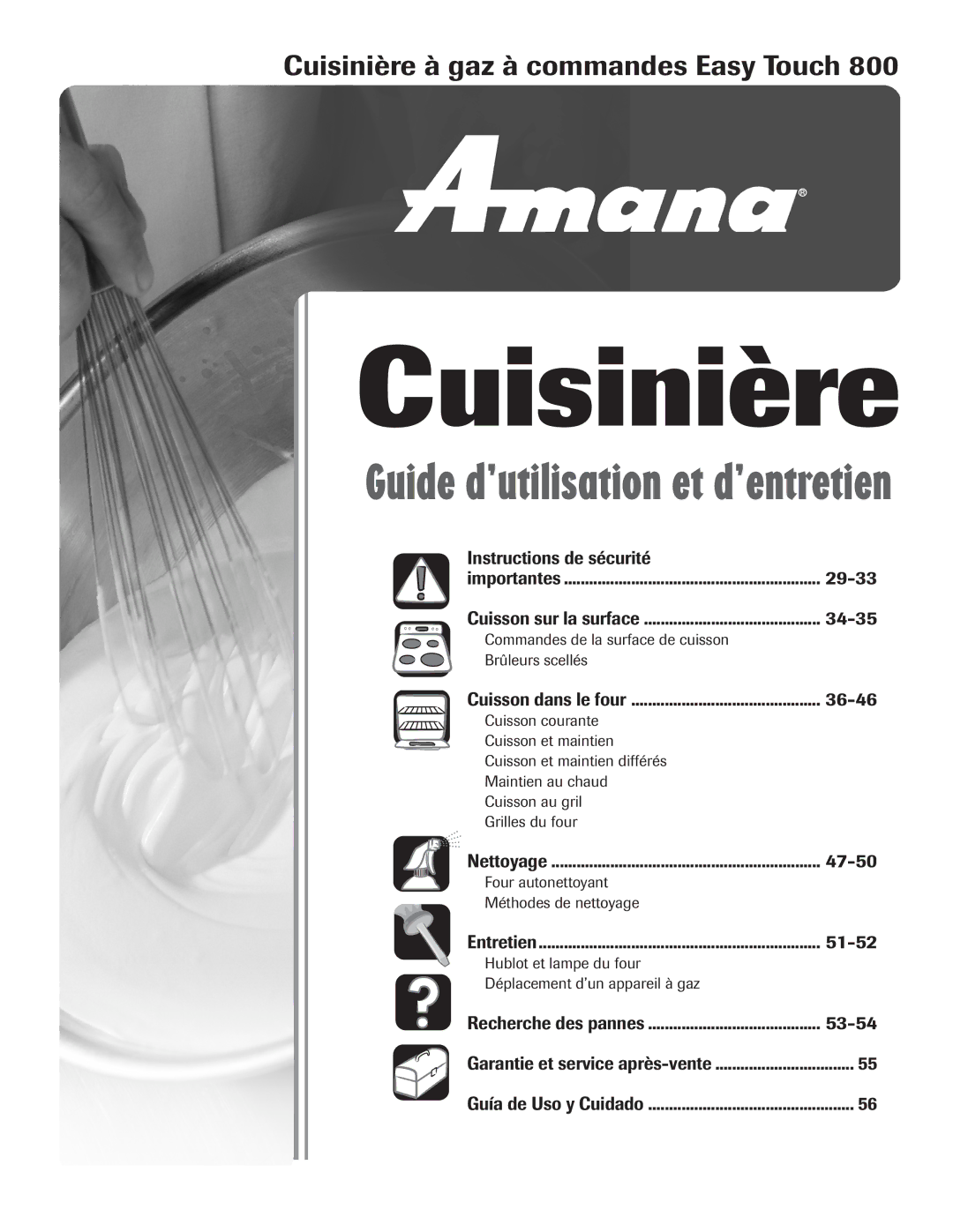 Amana AGR5835QDW important safety instructions Cuisinière à gaz à commandes Easy Touch 