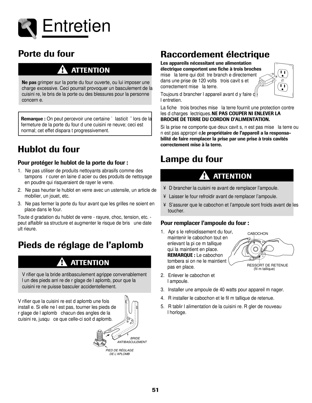 Amana AGR5835QDW important safety instructions Entretien 