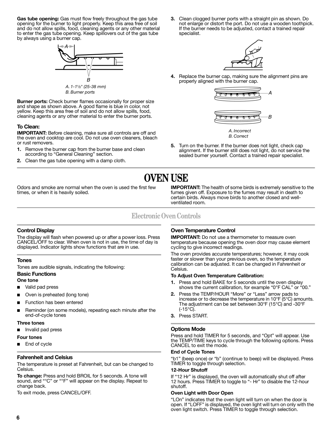 Amana AGR5844VDW warranty Oven USE, Electronic OvenControls 