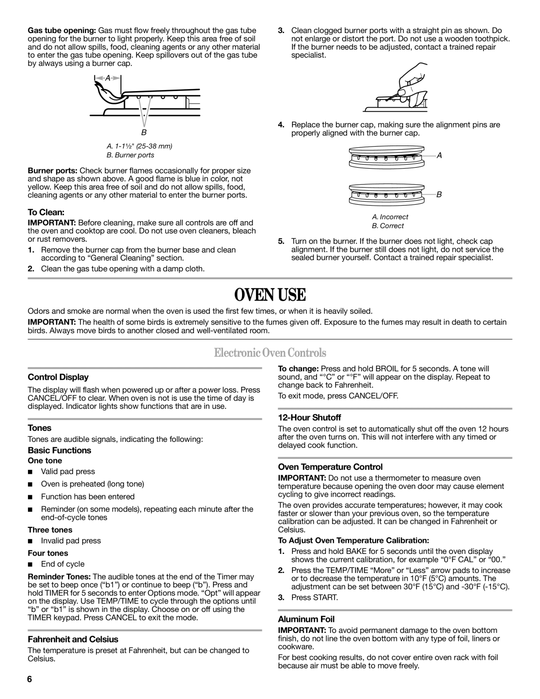 Amana AGR6011VDW warranty Oven USE, Electronic OvenControls 