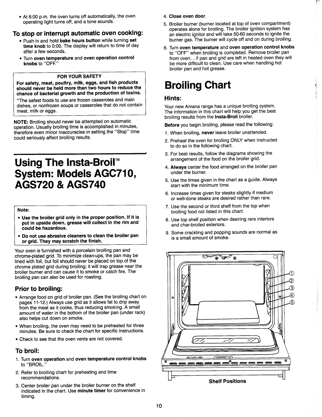 Amana AGS720, AGS740, AGC710 manual 