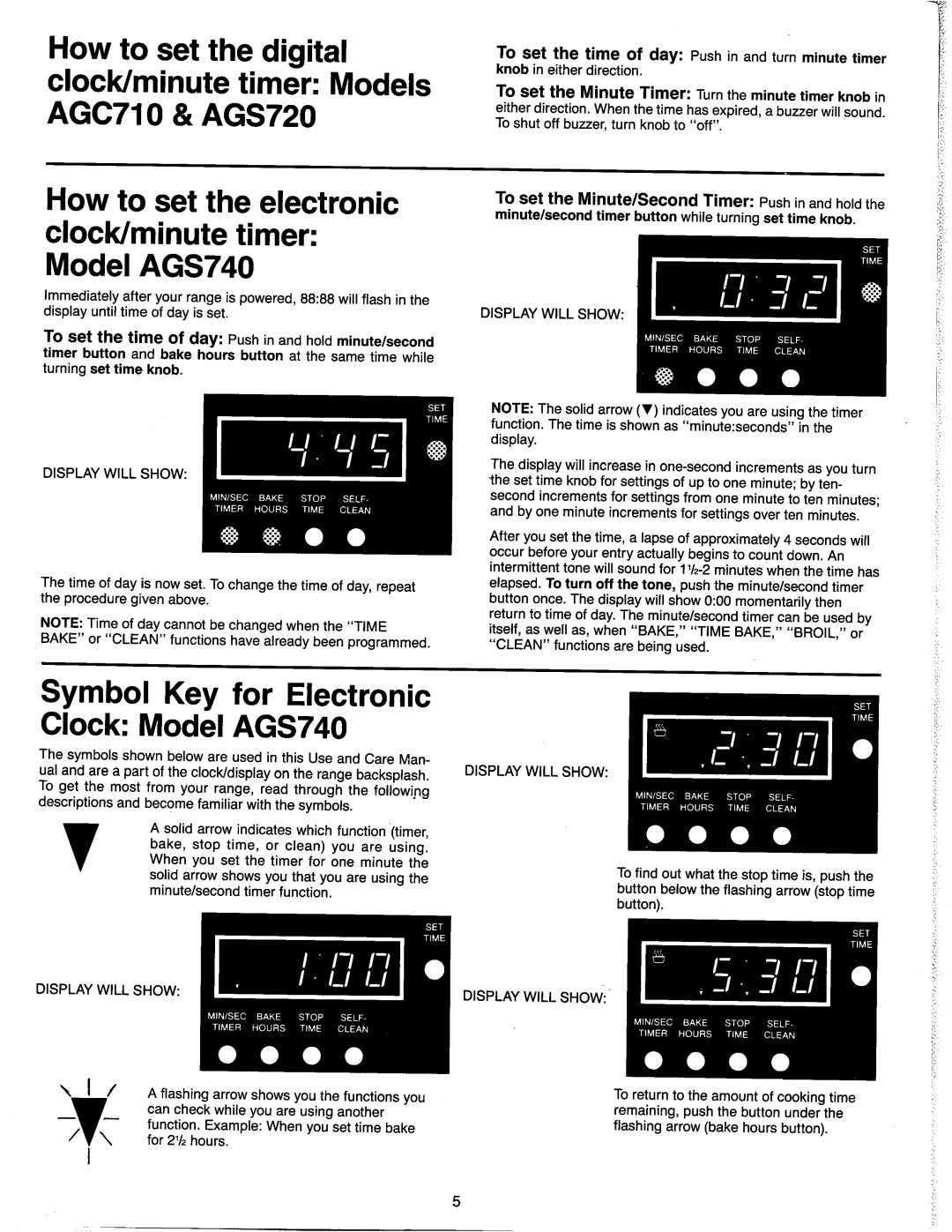 Amana AGC710, AGS740, AGS720 manual 