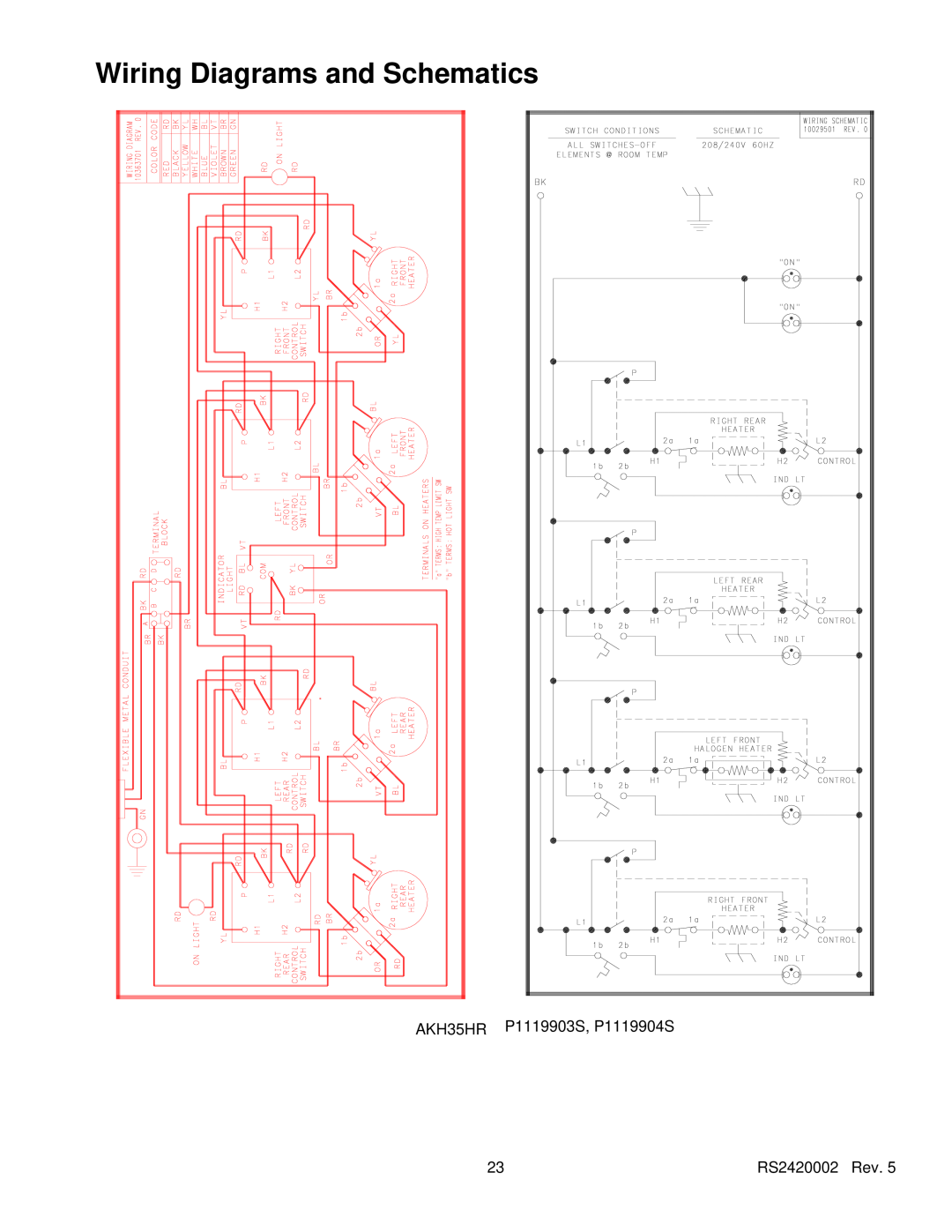 Amana AK2H30, AK2H36E2, AK2HW2, AK2T30/36E1/W1 Wiring Diagrams and Schematics, AKH35HR P1119903S, P1119904S, RS2420002 Rev 