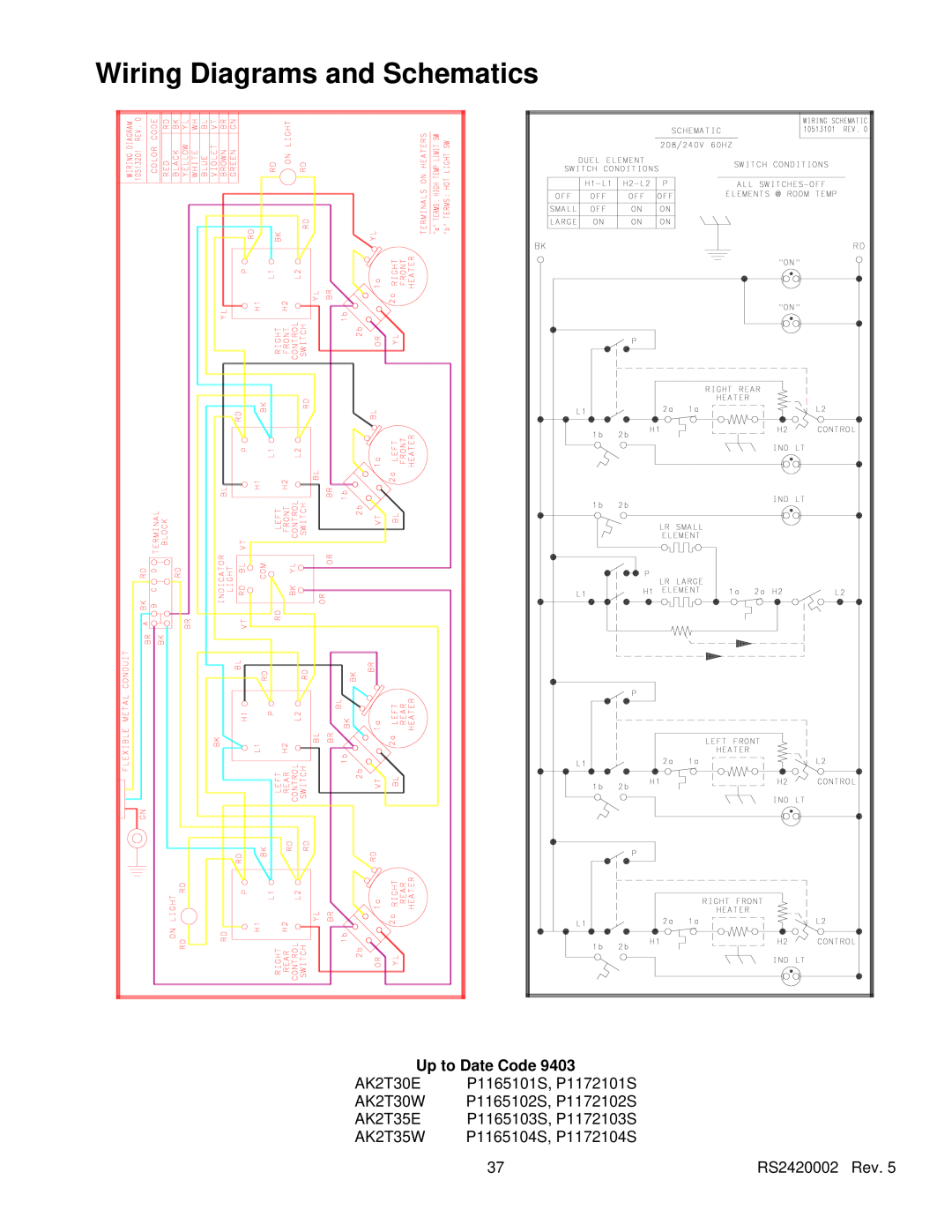 Amana AK2H30, AK2H36E2, AK2HW2, AK2T30/36E1/W1 service manual Up to Date Code, Wiring Diagrams and Schematics 