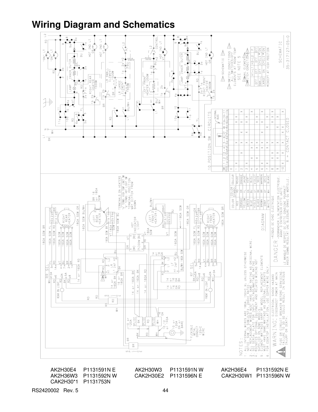 Amana AK2T30/36E1/W1, AK2H30, AK2H36E2, AK2HW2 service manual Wiring Diagram and Schematics 