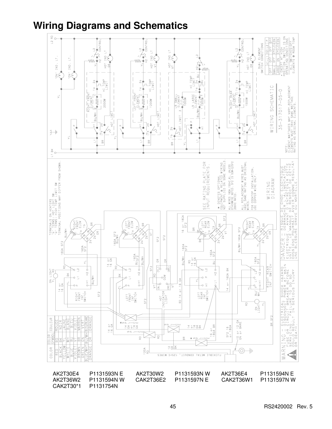 Amana AK2H30, AK2H36E2, AK2HW2, AK2T30/36E1/W1 service manual Wiring Diagrams and Schematics 