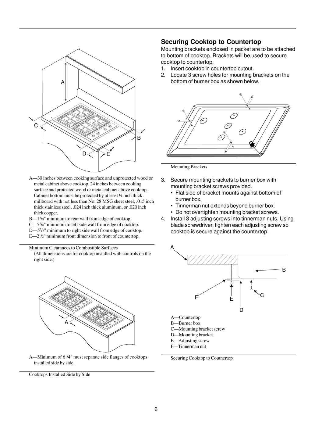 Amana AKS3020 owner manual Securing Cooktop to Countertop 