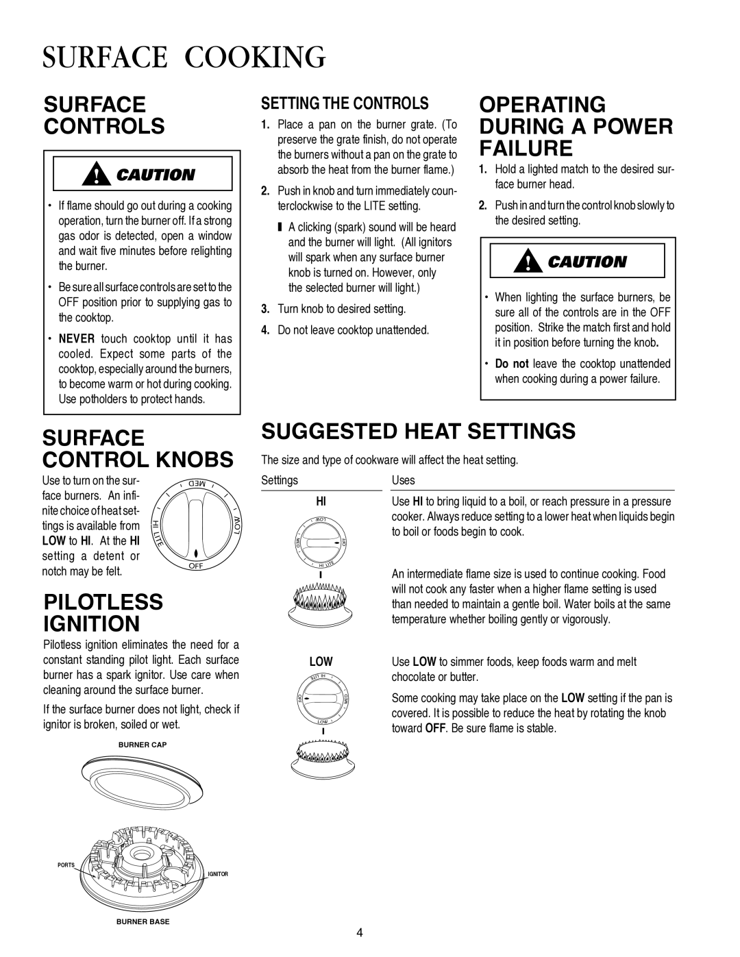 Amana AKS3040, AKS3640 important safety instructions Surface Cooking 