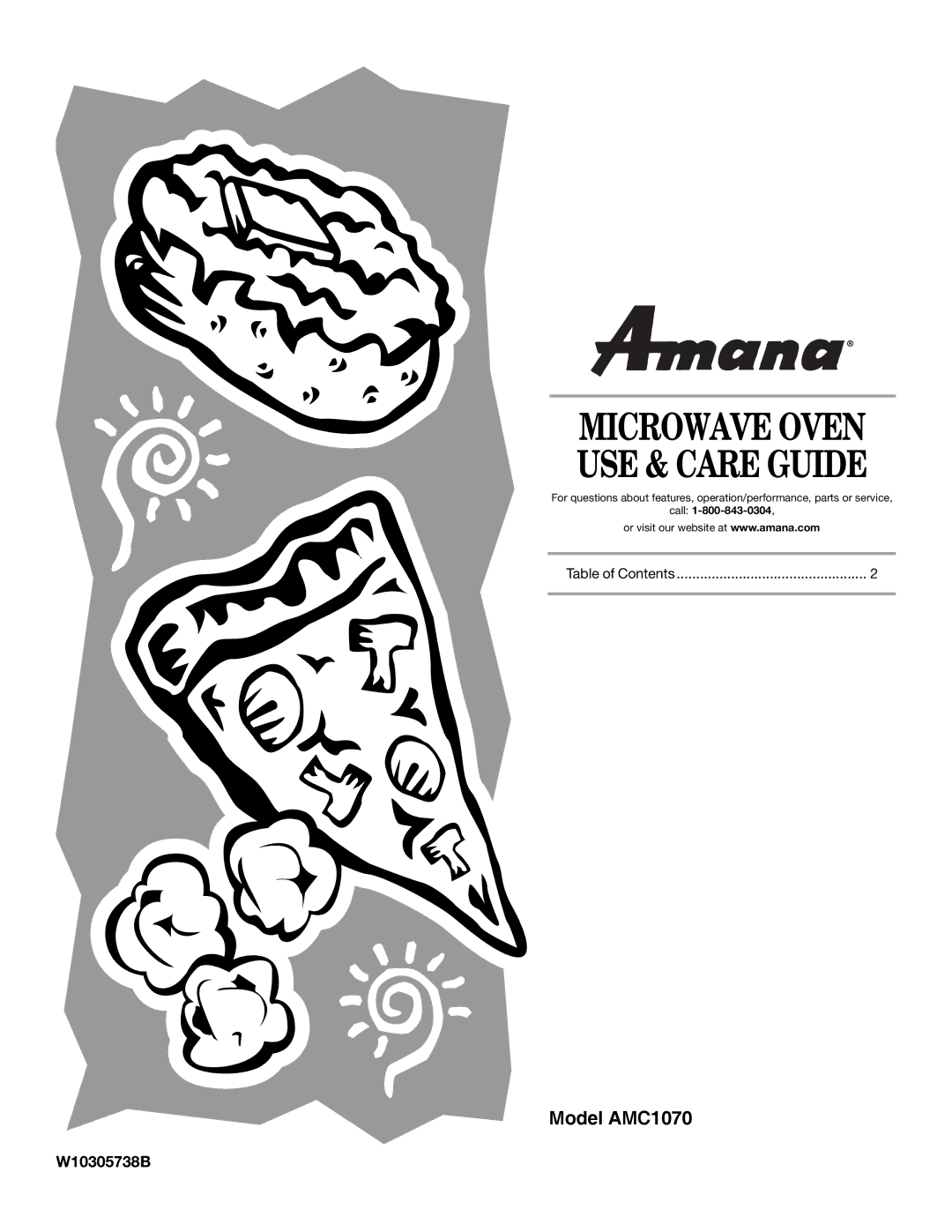 Amana AMC1070 manual Microwave Oven USE & Care Guide, W10305738B 