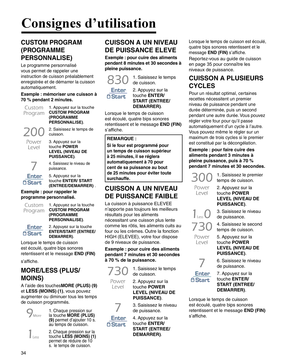 Amana AMC2206BA MORE/LESS Plus Moins, Cuisson a UN Niveau DE Puissance Eleve, Cuisson a Plusieurs Cycles 