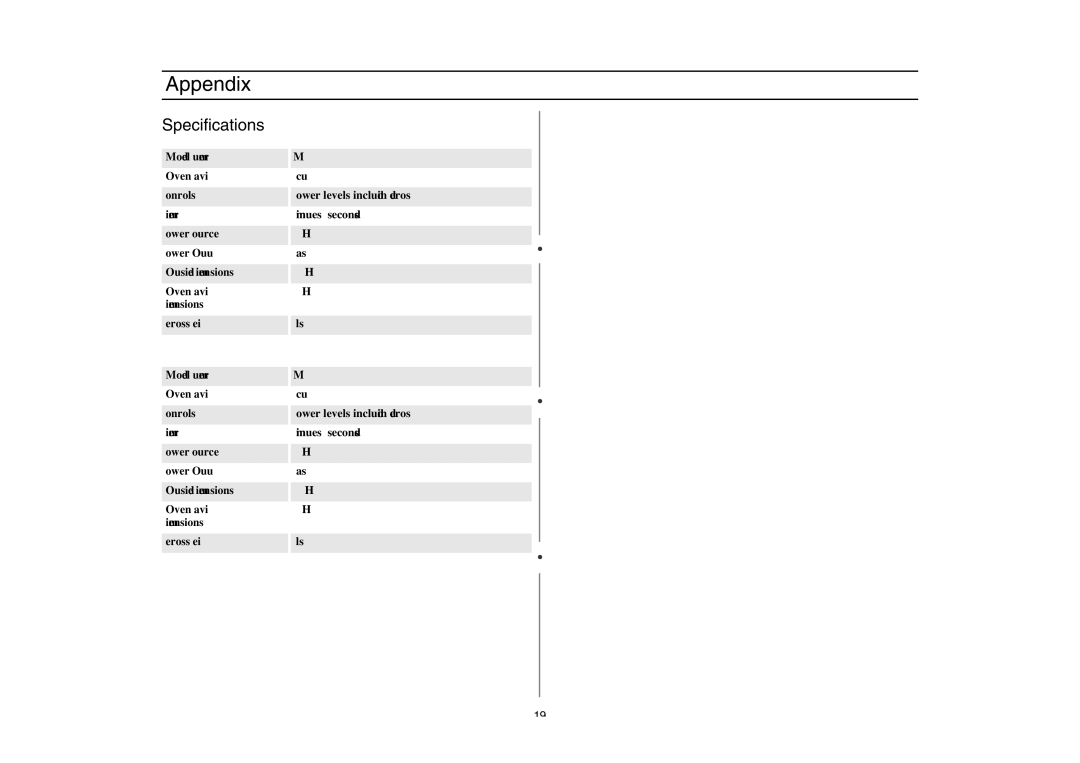 Amana AMC4080AAQ, AMC4080AAW, W10177943 owner manual Specifications, AMC4080AAB/W/Q 