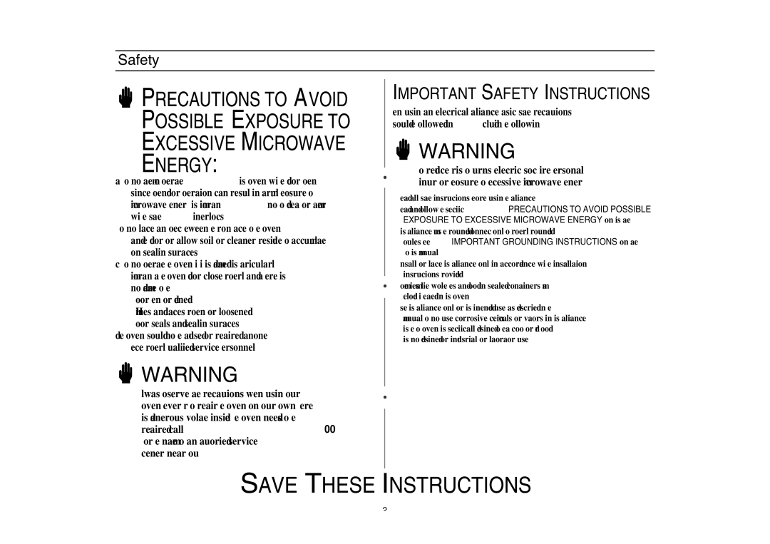 Amana W10177943, AMC4080AAW, AMC4080AAQ owner manual Important Safety Instructions 