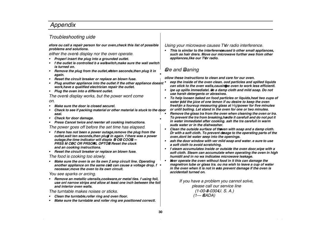 Amana AMC5143BCW, AMC5143BCQ, AMC5143AAQ, AMC5143AAW owner manual Appendix, Troubleshooting Guide, Care and Cleaning 