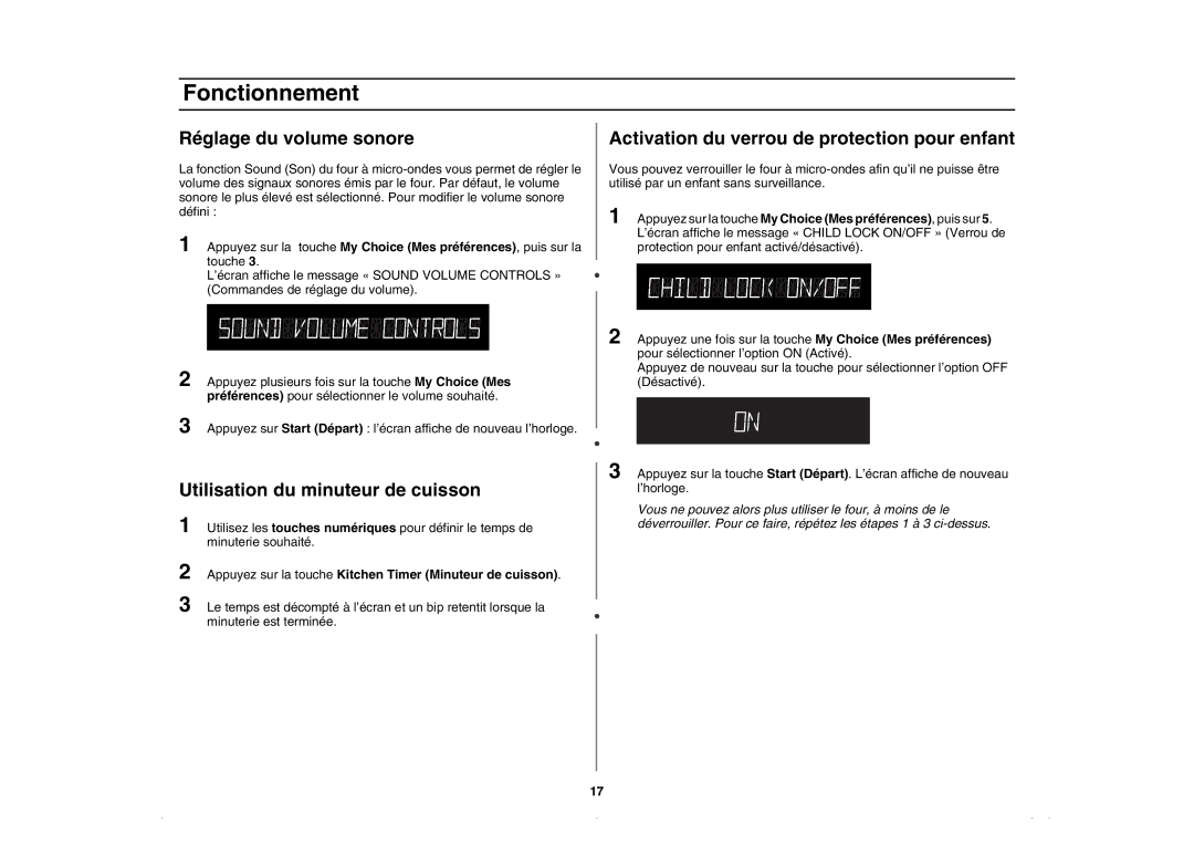 Amana AMC5143AAW, AMC5143BCQ, AMC5143AAQ, AMC5143BCW owner manual Réglage du volume sonore, Utilisation du minuteur de cuisson 