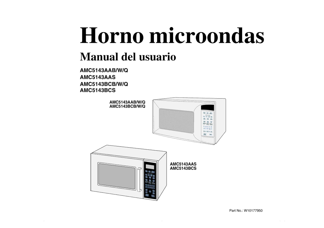 Amana AMC5143BCB/W/Q, AMC5143BCS owner manual Horno microondas 