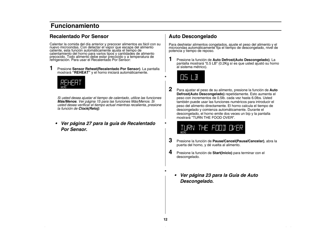 Amana AMC5143BCS, AMC5143BCB/W/Q owner manual Recalentado Por Sensor, Auto Descongelado 