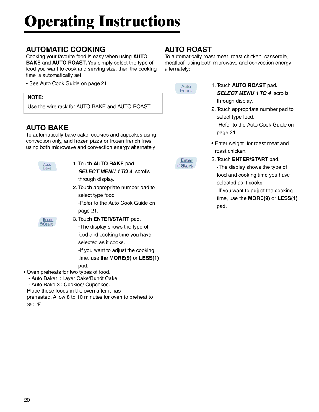 Amana AMC6158BAB, AMC6158BCB important safety instructions Automatic Cooking, Auto Bake, Auto Roast 