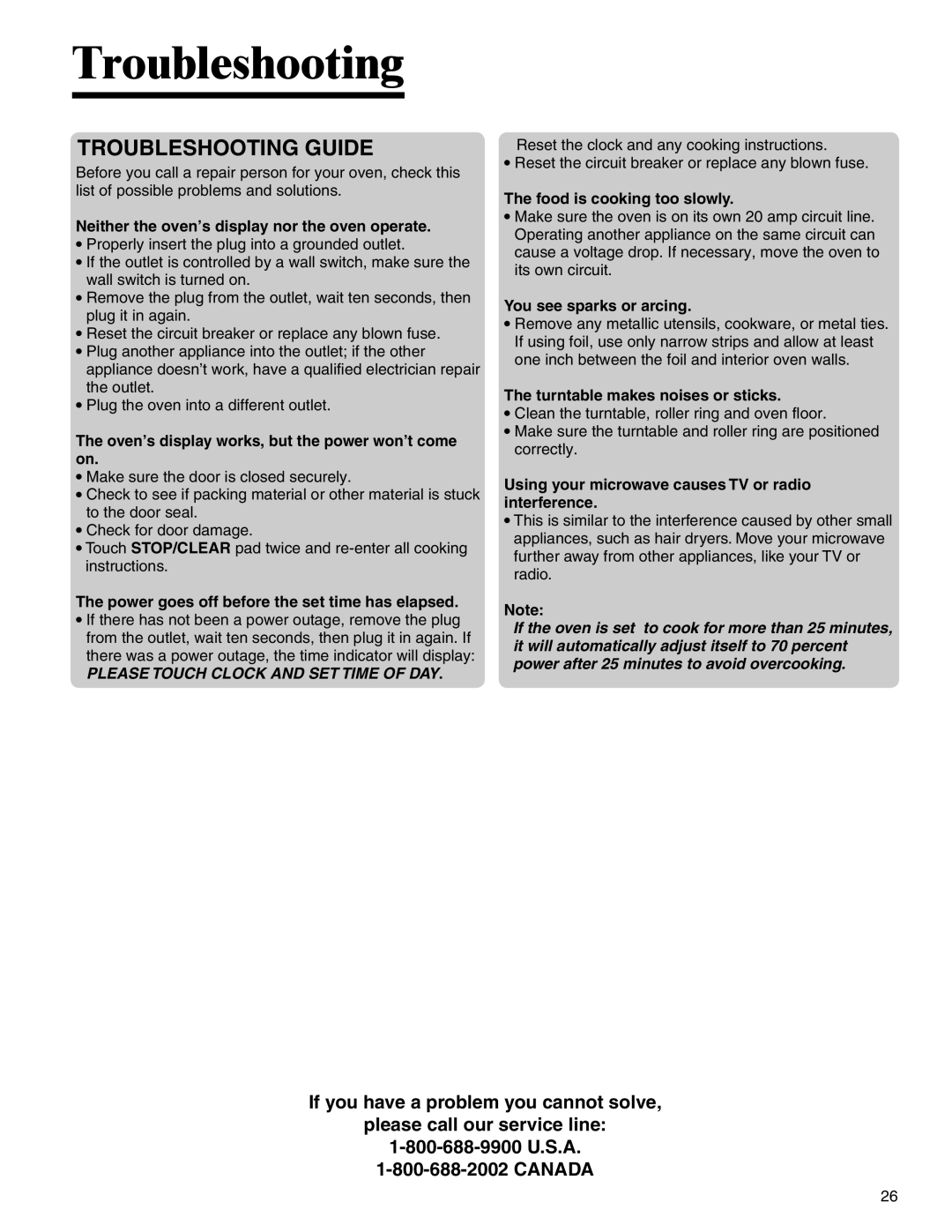 Amana AMC6158BAB, AMC6158BCB important safety instructions Troubleshooting Guide 