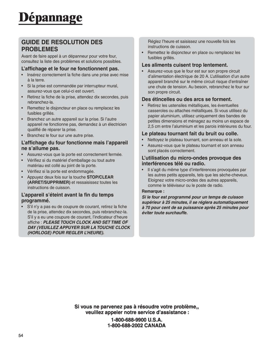 Amana AMC6158BAB, AMC6158BCB important safety instructions Dépannage, Guide De Resolution Des Problemes 