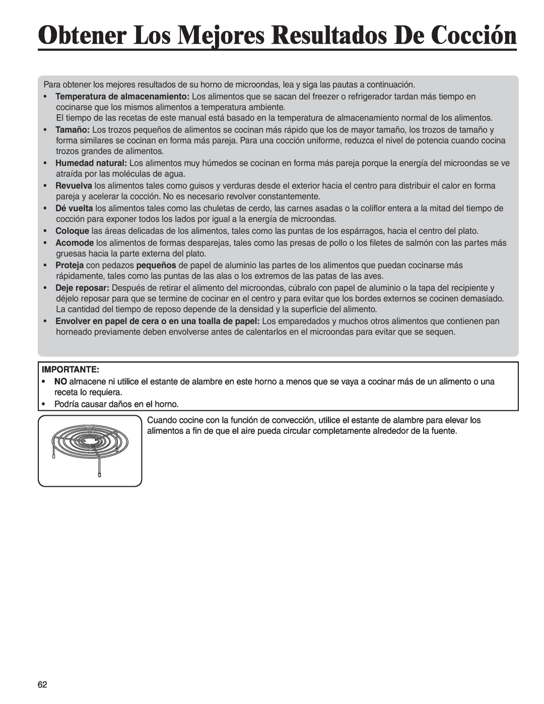 Amana AMC6158BAB, AMC6158BCB important safety instructions Obtener Los Mejores Resultados De Cocción, Importante 