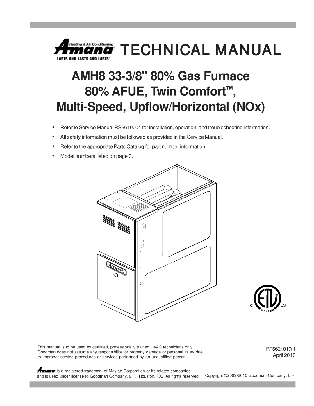 Amana AMH* service manual Technical Manual 