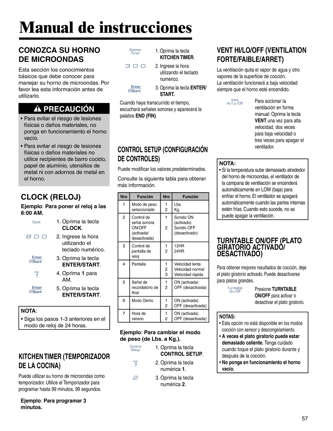 Amana AMV5164BA/BC important safety instructions Manual de instrucciones, Conozca SU Horno DE Microondas, Clock Reloj 