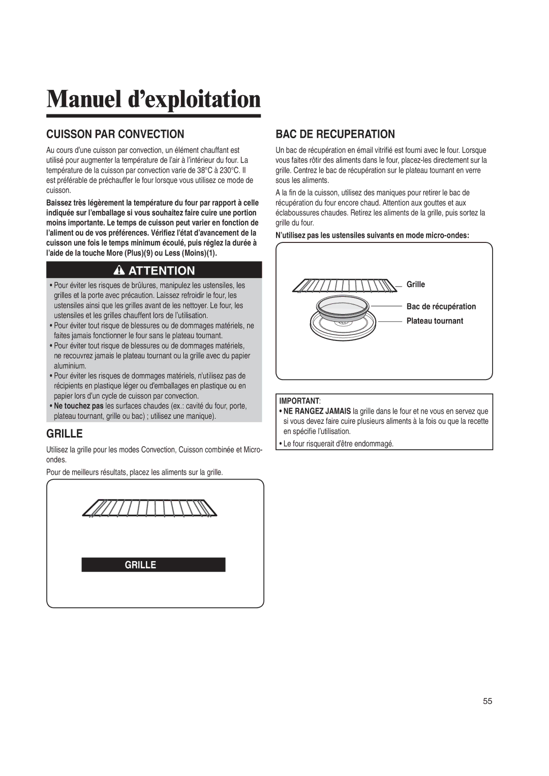 Amana AMV6167BD manual #533/./0!2 #/.6%#4, ##$% 2%#50%2!4, Rille Accdeerïcupïration 0LATEAU Tournant 