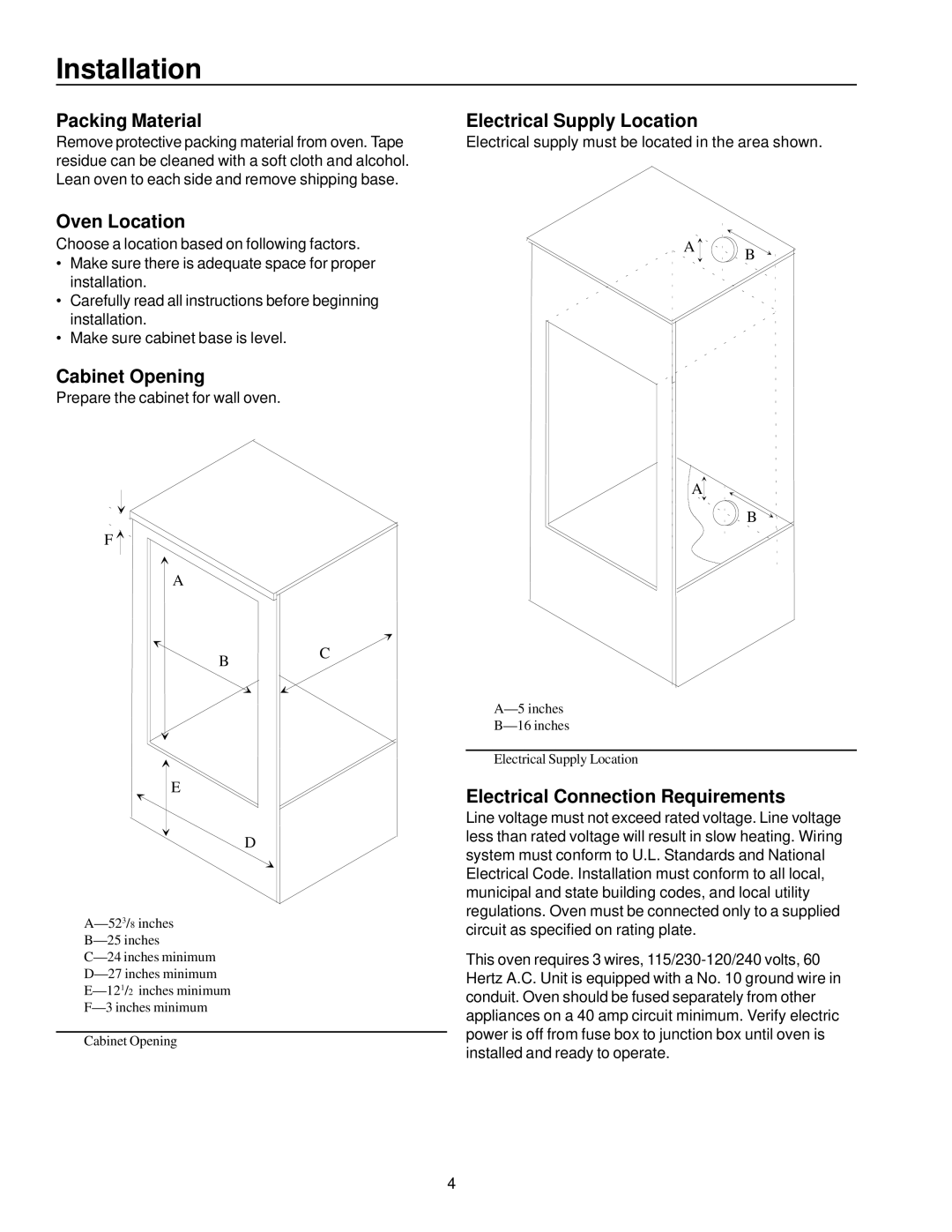 Amana AOCD2770 owner manual Installation 