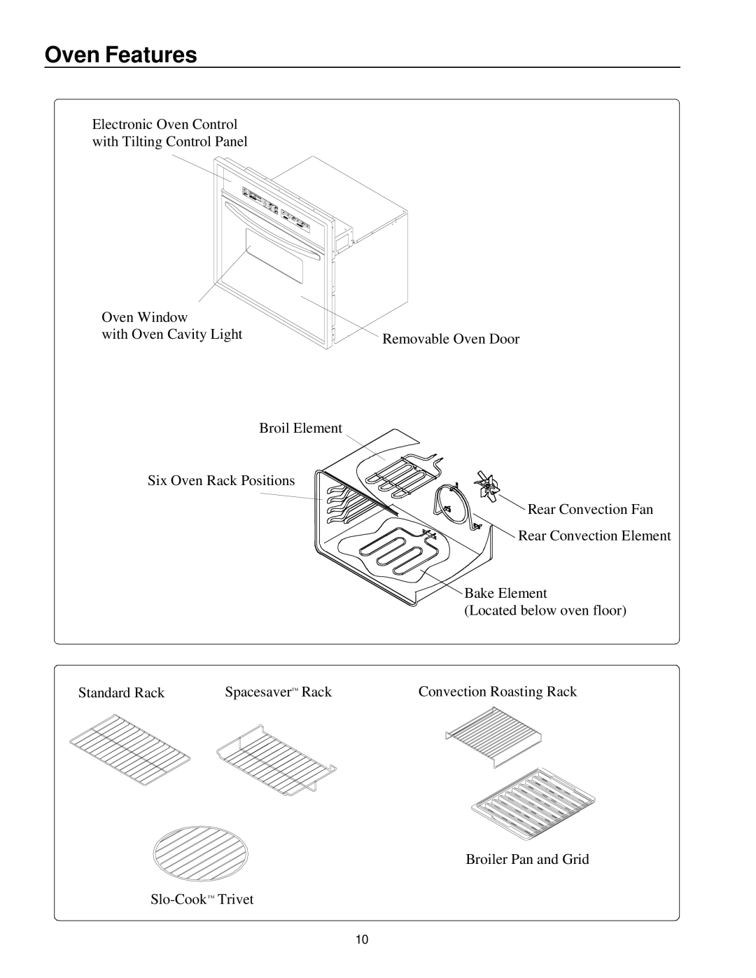 Amana AOCS3040 owner manual Oven Features 