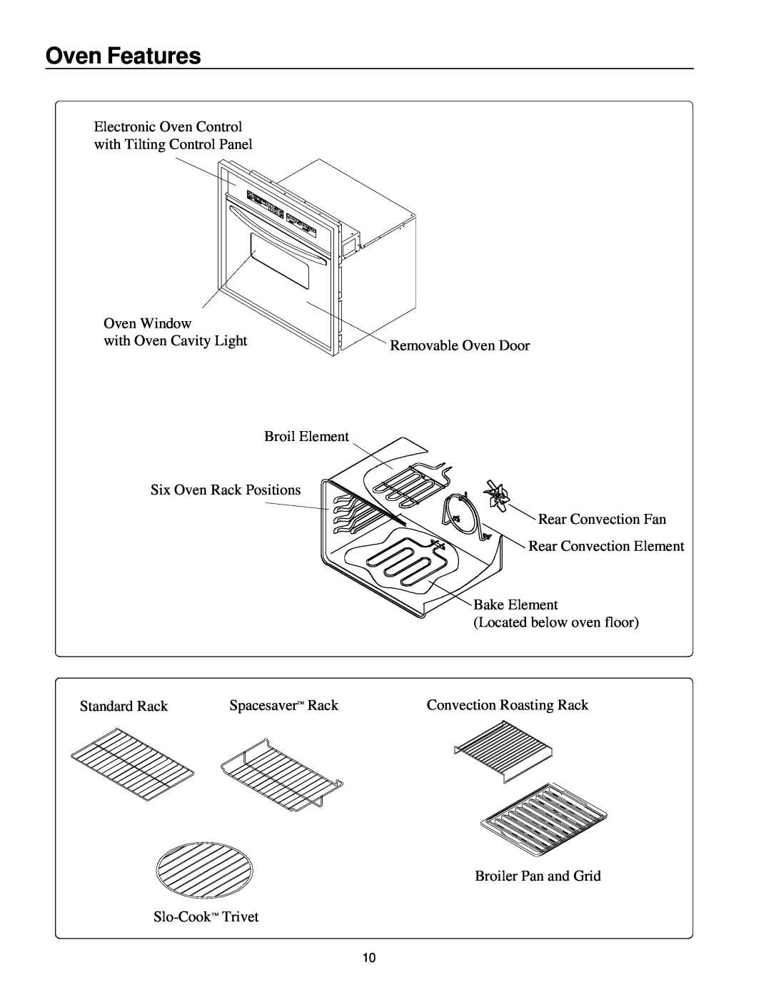 Amana AOCS3040 owner manual Oven Features 