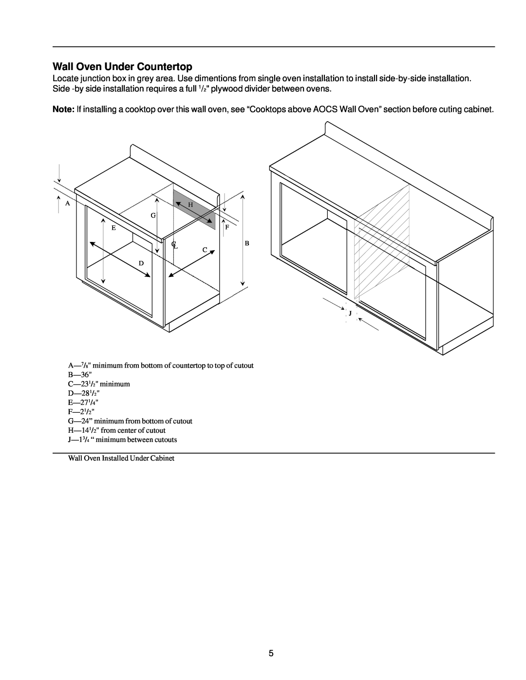 Amana AOCS3040 owner manual Wall Oven Under Countertop 