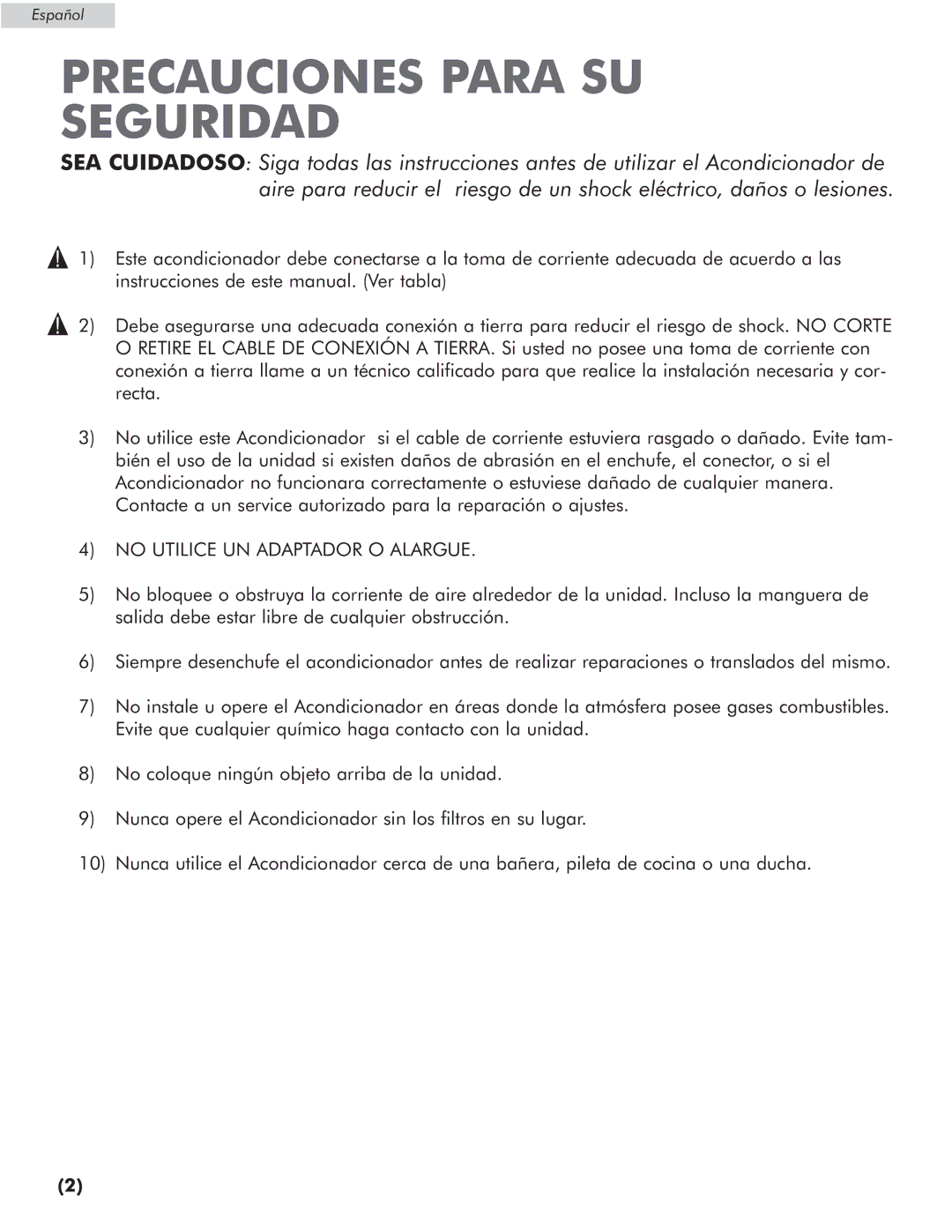 Amana AP076E manual Precauciones Para SU Seguridad, No Utilice UN Adaptador O Alargue 