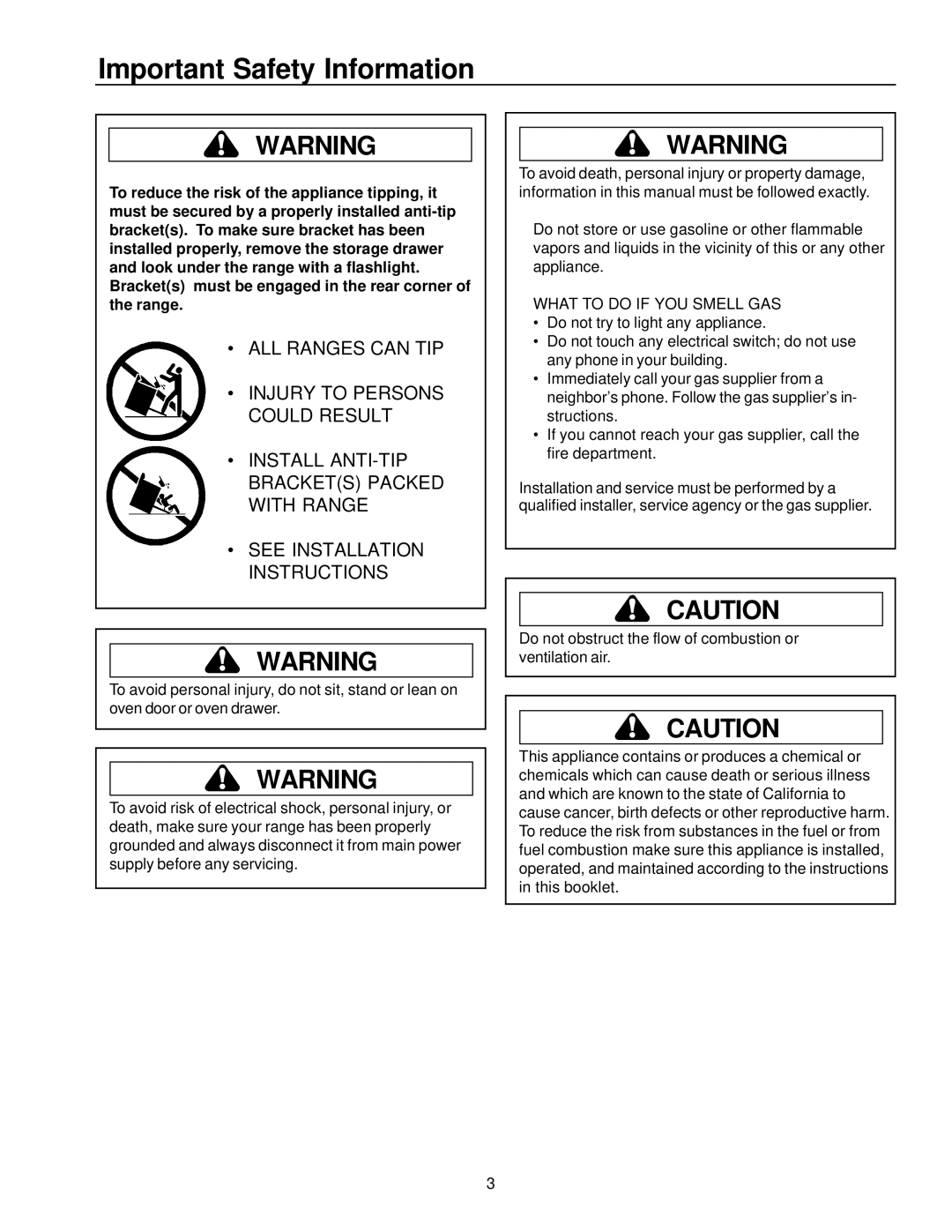 Amana ARG7800, ARG7600 owner manual Important Safety Information, What to do if YOU Smell GAS 