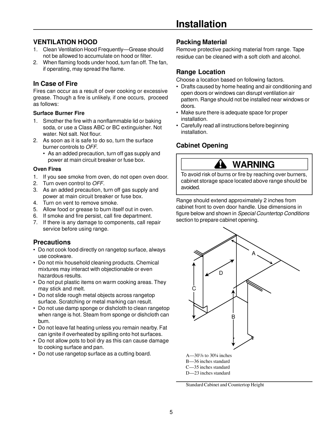 Amana ARG7800, ARG7600 owner manual Installation 