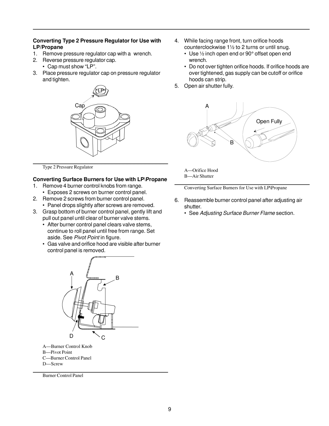 Amana ARG7800, ARG7600 owner manual Converting Type 2 Pressure Regulator for Use with LP/Propane 