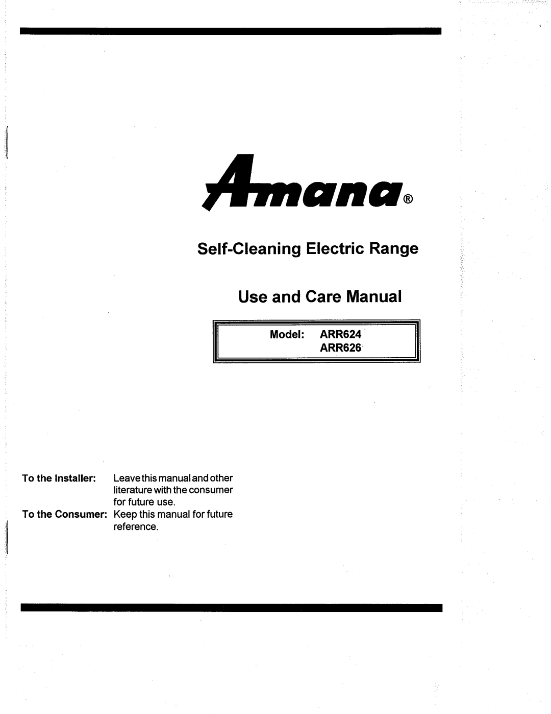 Amana ARR626, ARR624 manual 