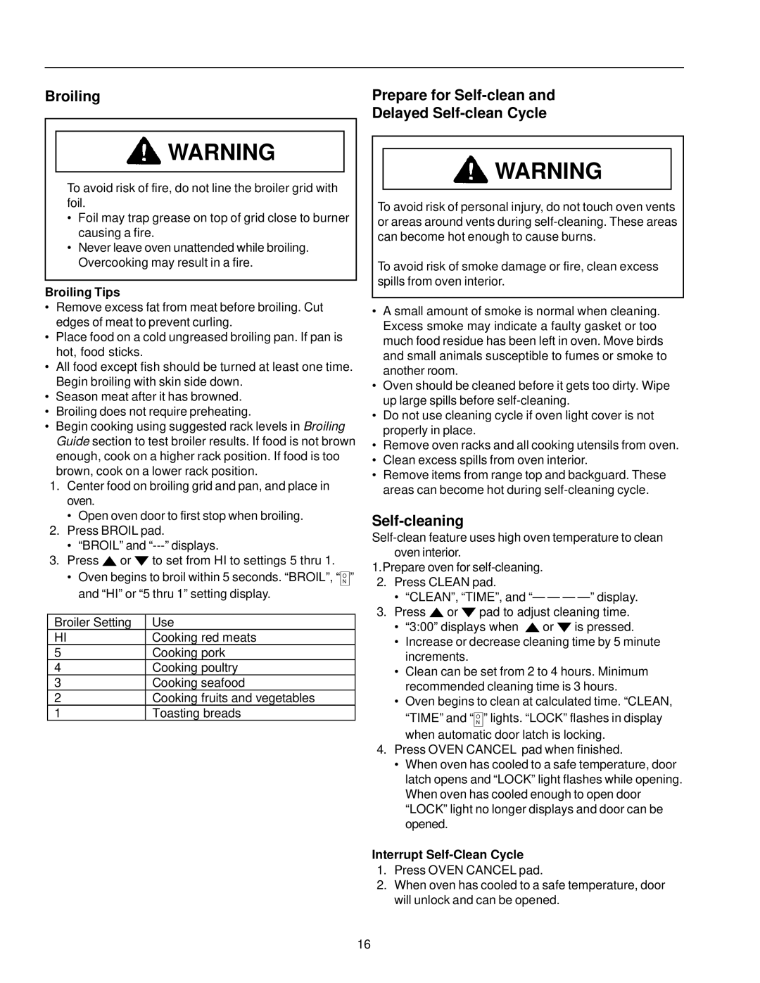 Amana ARR6400/ART6511 owner manual Broiling Prepare for Self-clean Delayed Self-clean Cycle, Self-cleaning, Broiling Tips 