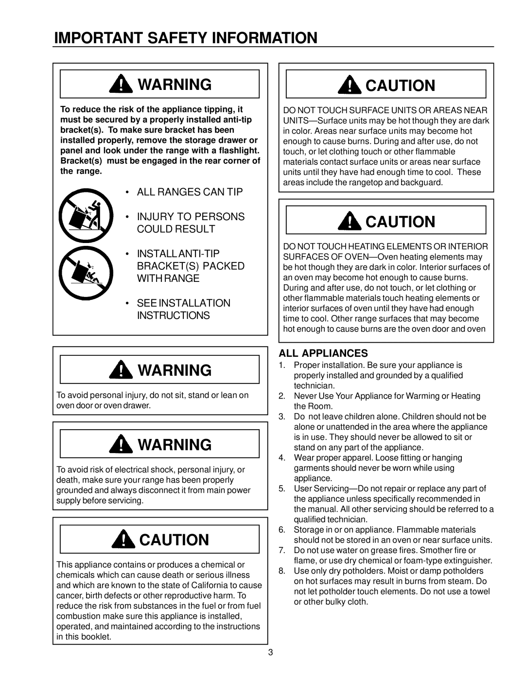 Amana ARR6400/ART6511 owner manual Important Safety Information 