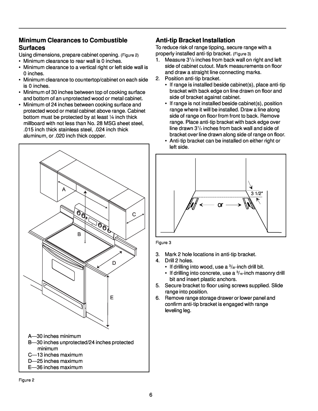 Amana ARR6400/ART6511 owner manual Minimum Clearances to Combustible Surfaces, Anti-tip Bracket Installation 