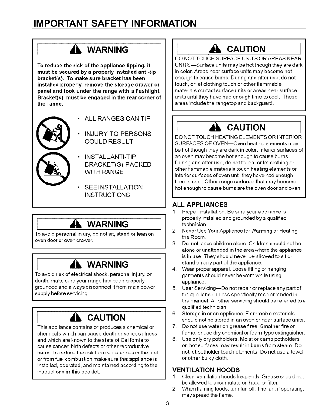 Amana ARR6102, ART6112, ART6002, ARR6202 owner manual IM Portant Safety Information 