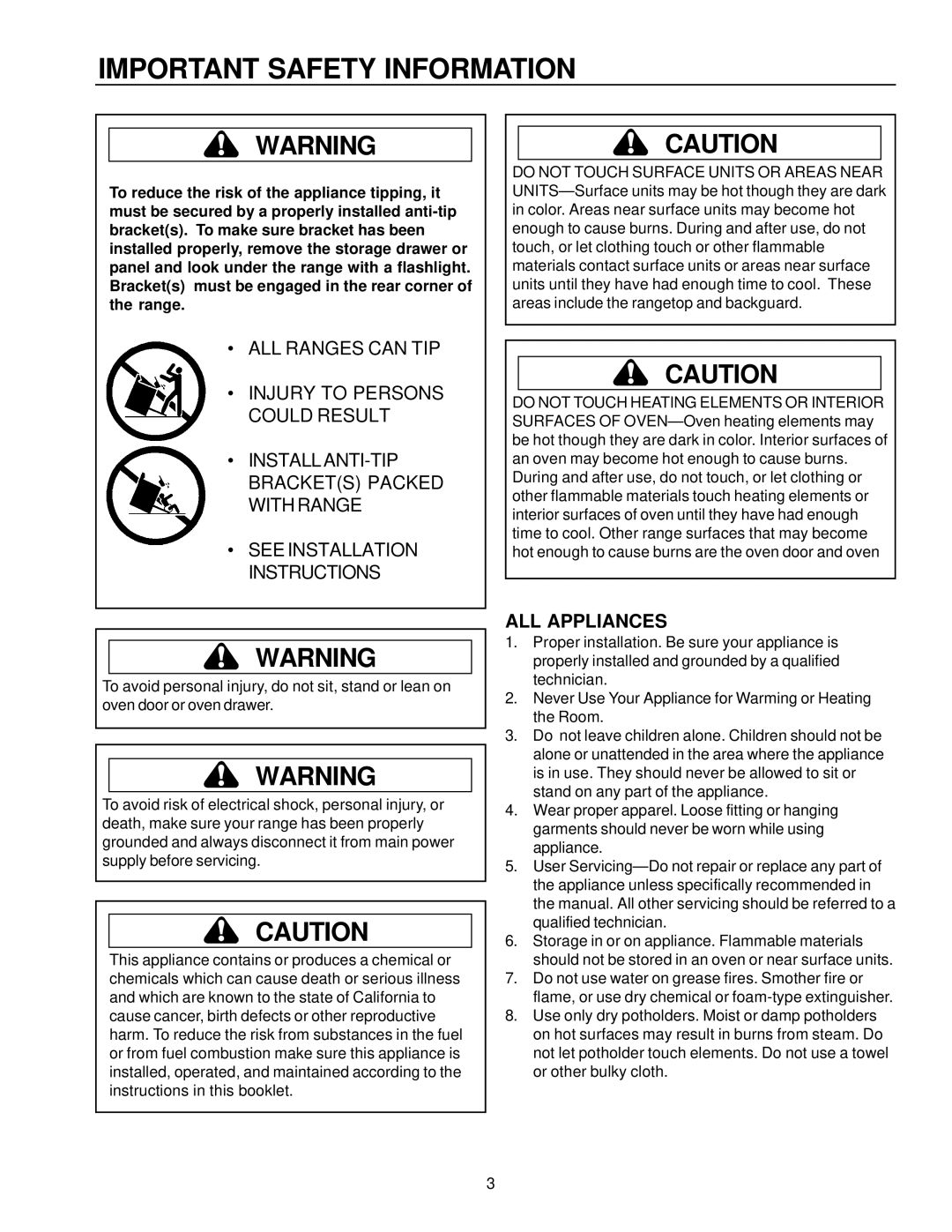 Amana ARTC7511 owner manual Important Safety Information 