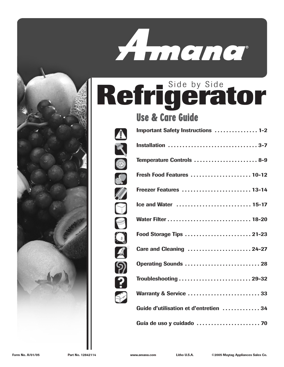 Amana ASD2328HES, ASD2328HEB, ASD2328HEQ, ASD2328HEW important safety instructions Refrigerator, D e b y S i d e 