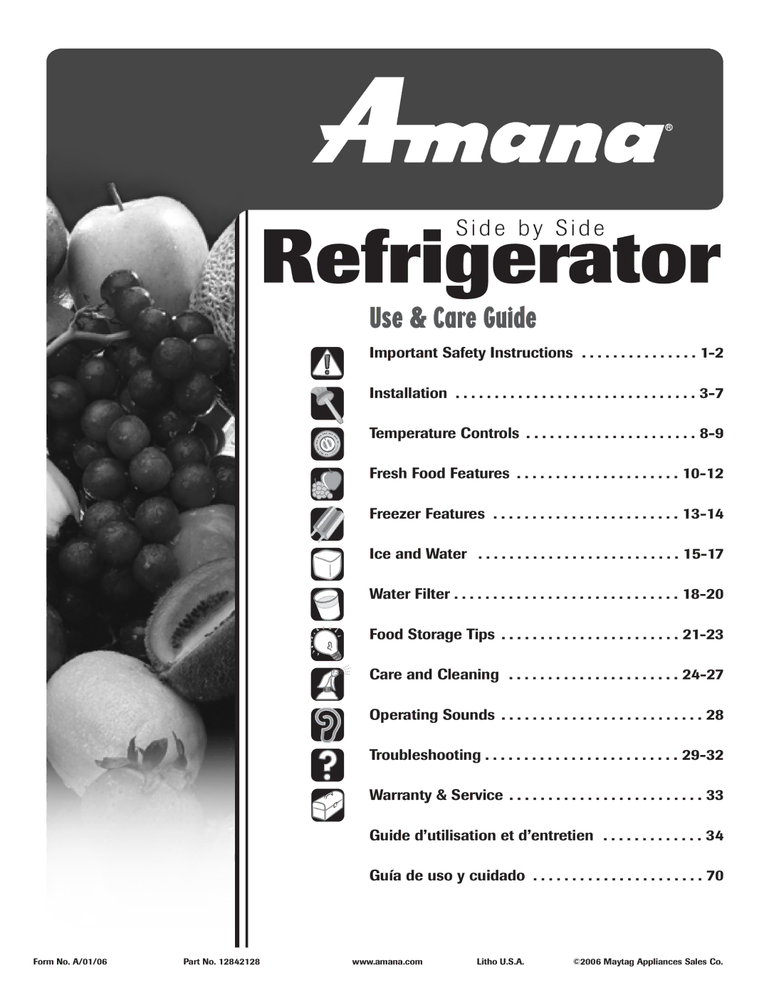 Amana ASD2624HEQ important safety instructions Refrigerator 