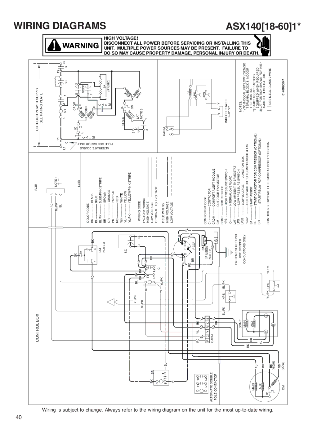 Amana ASX 14 SEER service manual Diagrams, ASX14018-601 