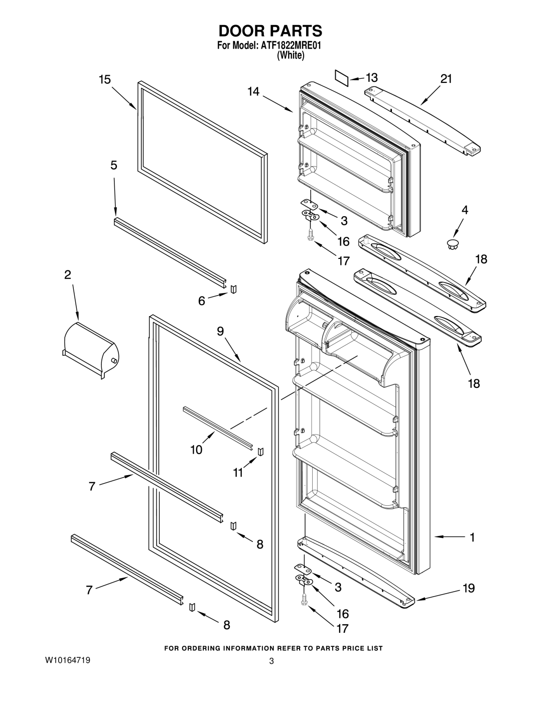 Amana ATF1822MRE01 manual Door Parts 