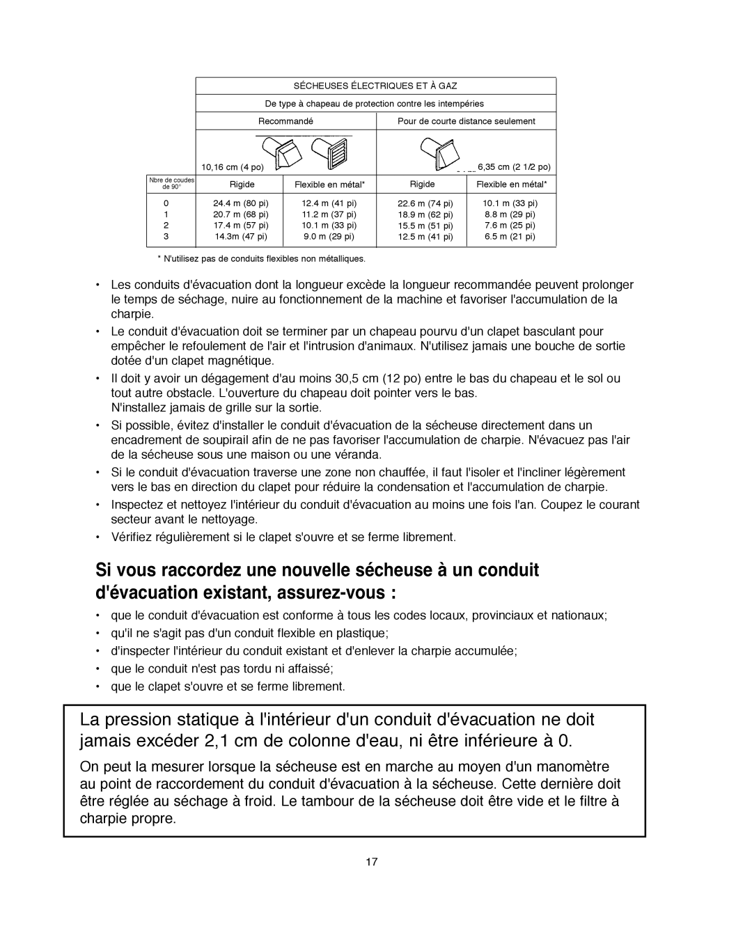 Amana Automatic Dryer installation instructions Sécheuses Électriques ET À GAZ 