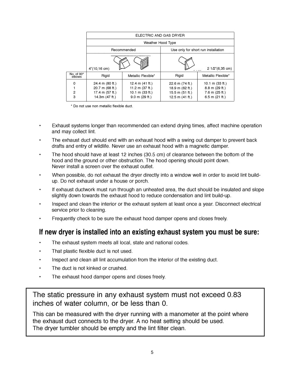 Amana Automatic Dryer installation instructions Electric and GAS Dryer 