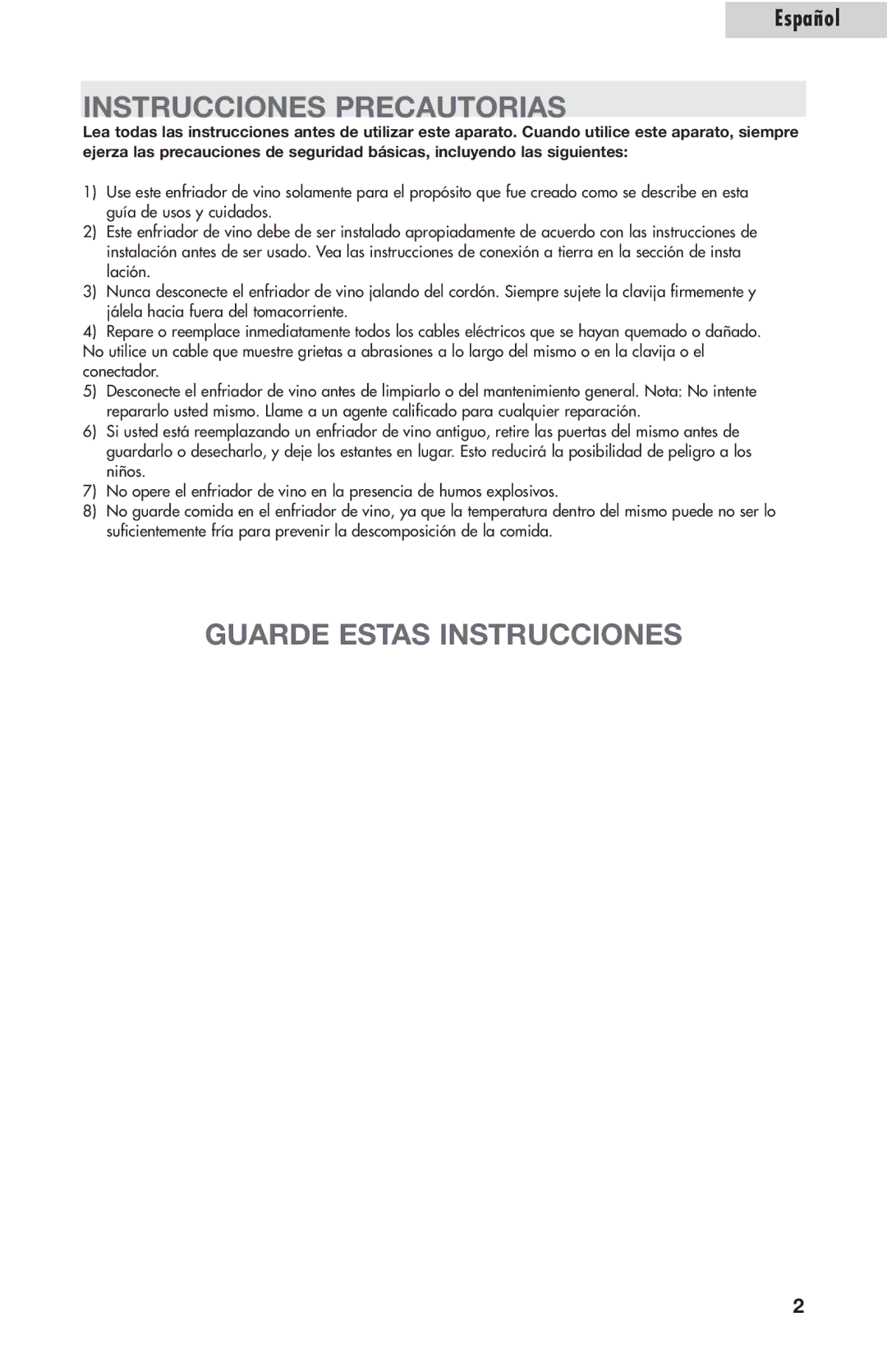 Amana AWCE50ARS warranty Instrucciones Precautorias, Guarde Estas Instrucciones 