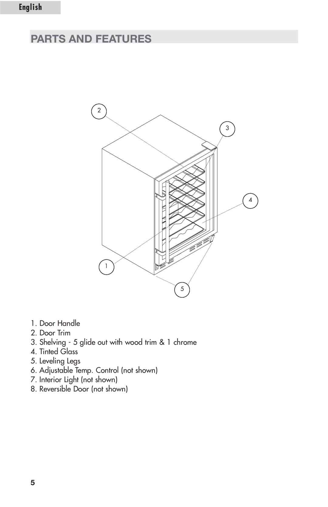 Amana AWCE50ARS warranty Parts and Features 