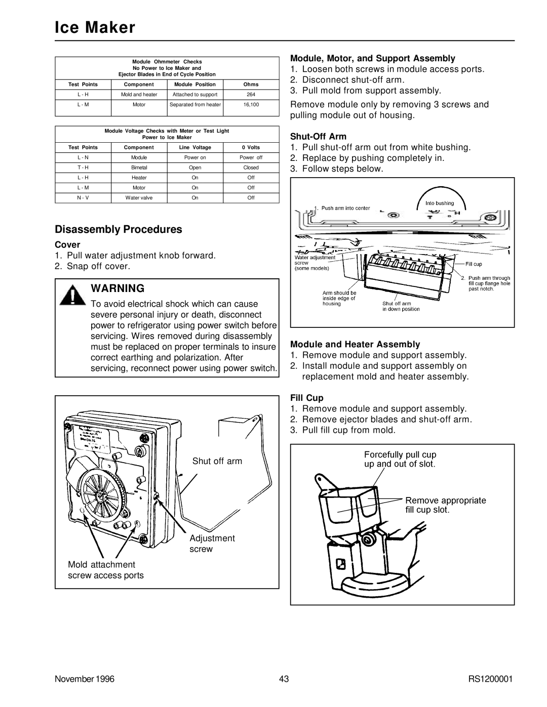 Amana Bottom Mount Refrigerator service manual Disassembly Procedures 